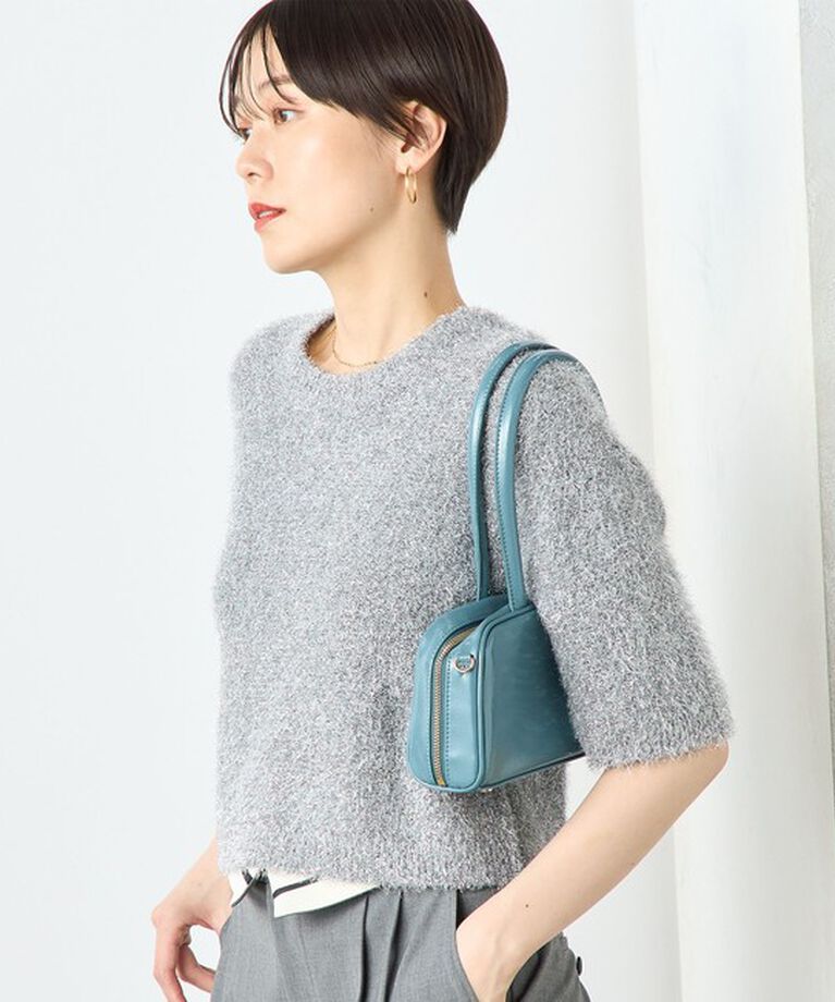 NOLLEY'S sophi「カシミヤ混キラキラフェザー5分袖プルオーバーニット」|ニット・セーター|