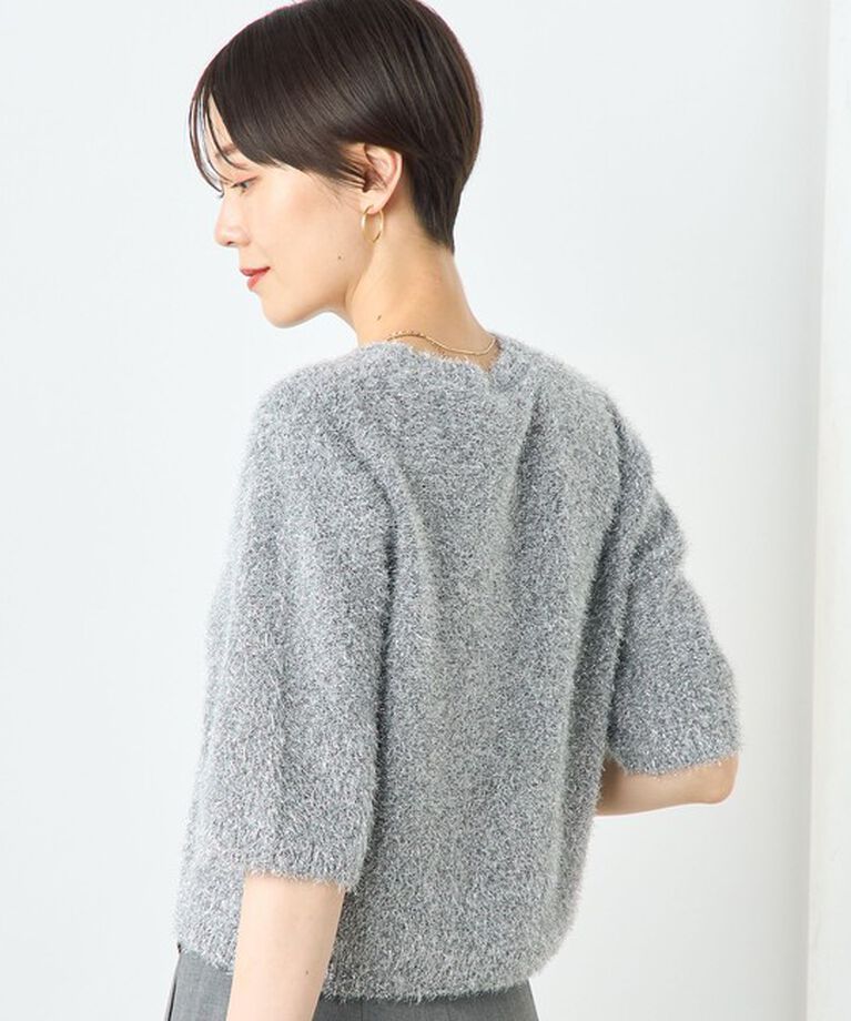 NOLLEY'S sophi「カシミヤ混キラキラフェザー5分袖プルオーバーニット」|ニット・セーター|