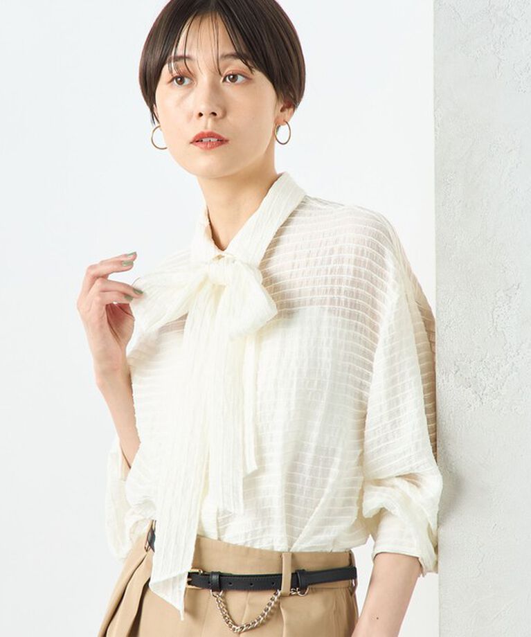 NOLLEY'S sophi「モールボーダーボウタイブラウス」|シャツ・ブラウス|