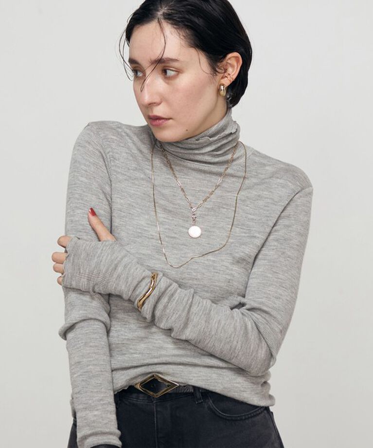NOLLEY'S「MY STANDARDウォッシャブルリブタートル 24AW」|Tシャツ・カットソー|ライトグレー