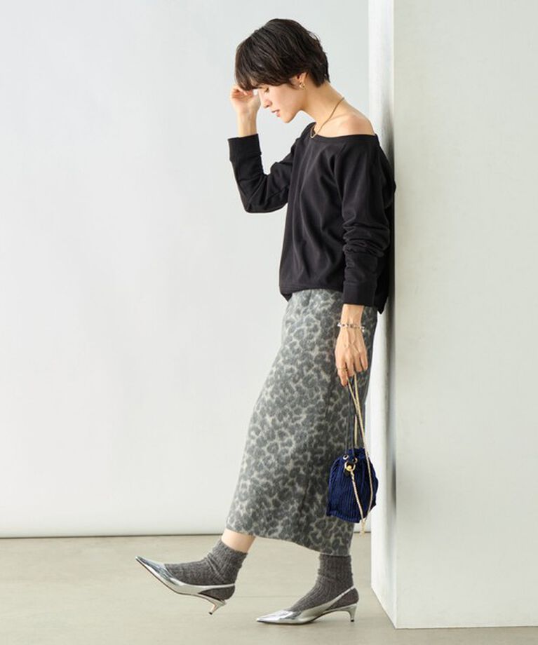 Rie Miller「ワイドネックミニ裏毛プルオーバーカットソー」|Tシャツ・カットソー|