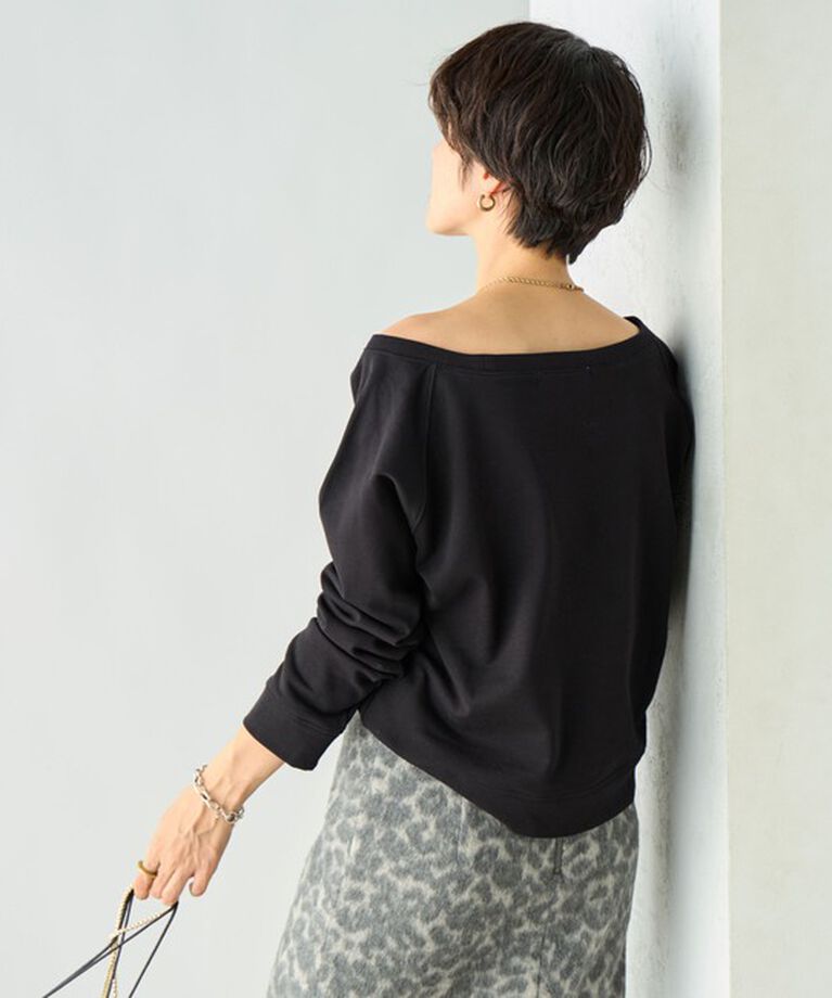 Rie Miller「ワイドネックミニ裏毛プルオーバーカットソー」|Tシャツ・カットソー|