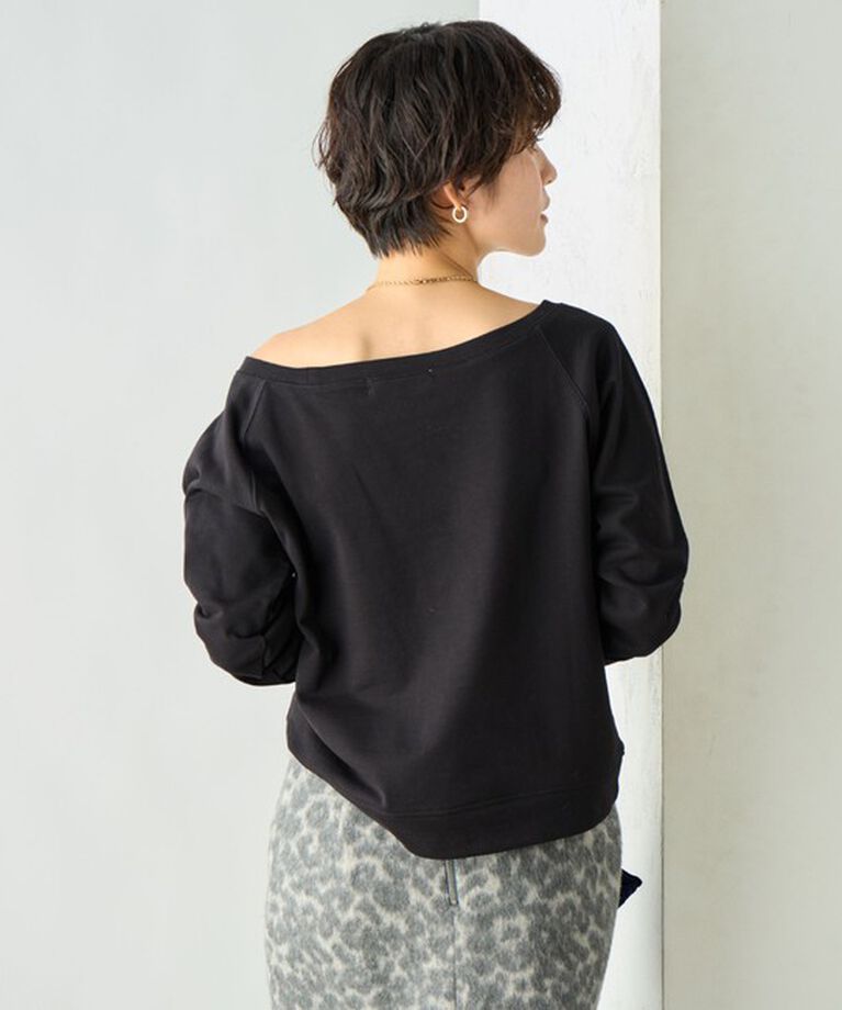 Rie Miller「ワイドネックミニ裏毛プルオーバーカットソー」|Tシャツ・カットソー|