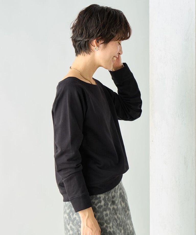 Rie Miller「ワイドネックミニ裏毛プルオーバーカットソー」|Tシャツ・カットソー|