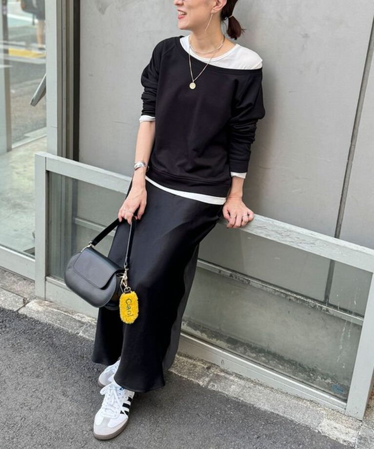 Rie Miller「ワイドネックミニ裏毛プルオーバーカットソー」|Tシャツ・カットソー|