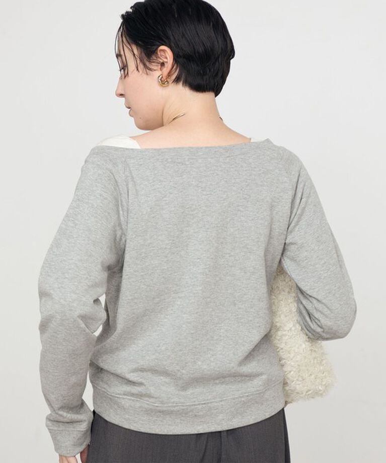 Rie Miller「ワイドネックミニ裏毛プルオーバーカットソー」|Tシャツ・カットソー|