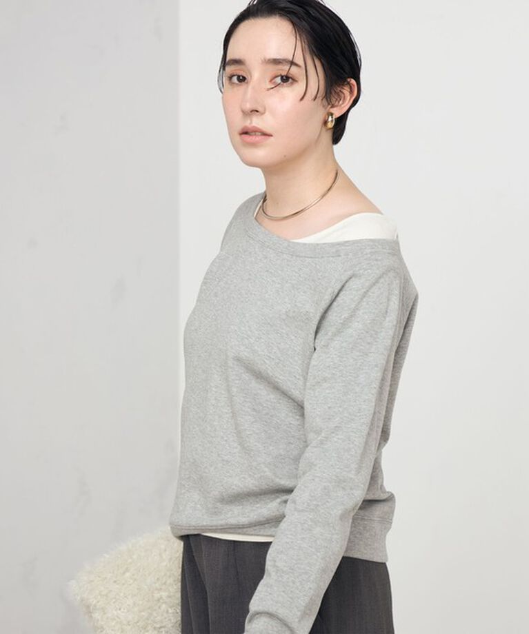 Rie Miller「ワイドネックミニ裏毛プルオーバーカットソー」|Tシャツ・カットソー|