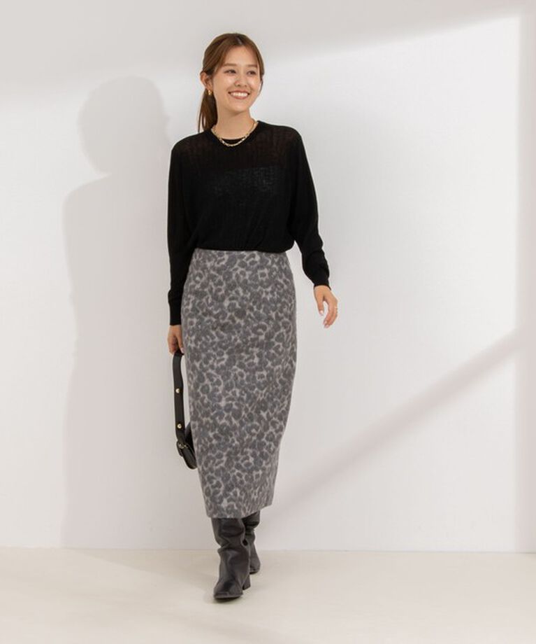 Rie Miller「《手洗い可能》シアー針抜きクルーネックプルオーバーニット」|ニット・セーター|