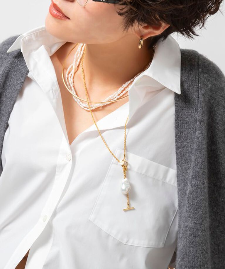 NOLLEY'S「Y字ネックレス&バロックパールチャーム」|ネックレス|