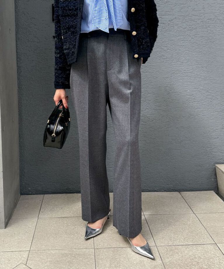 NOLLEY'S「愛されフラノタックワイドパンツ」|その他|ミディアムグレー