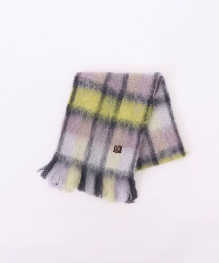NOLLEY'S「【MANTAS EZCARAY/マンタス エスカライ】MOHAIR TARTAN/モヘヤチェックマフラー」|マフラー|グレー系1