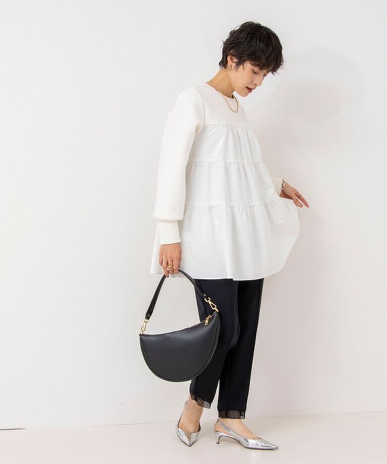 NOLLEY'S「ウォッシャブルティアード切替ダンボールプルオーバーカットソー」|Tシャツ・カットソー|