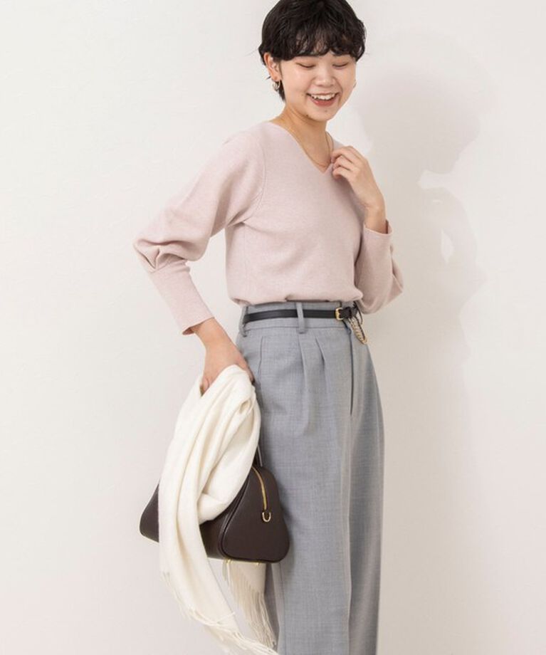 NOLLEY'S sophi「《手洗い可能》ラメ総針パワショルVネックプルオーバーニット」|ニット・セーター|