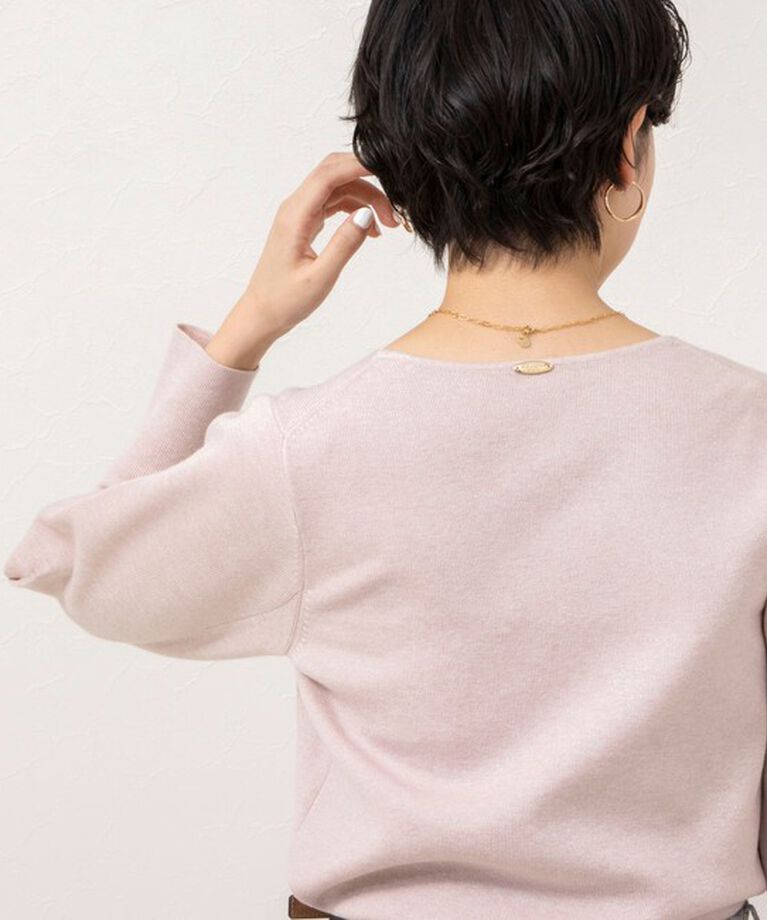 NOLLEY'S sophi「《手洗い可能》ラメ総針パワショルVネックプルオーバーニット」|ニット・セーター|