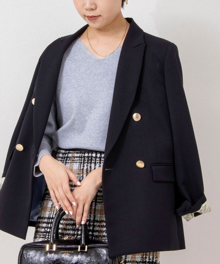 NOLLEY'S sophi「《手洗い可能》ラメ総針パワショルVネックプルオーバーニット」|ニット・セーター|ライトグレー