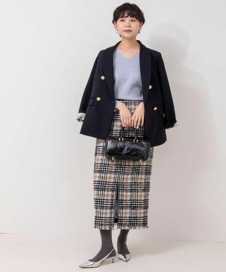 NOLLEY'S sophi「《手洗い可能》ラメ総針パワショルVネックプルオーバーニット」|ニット・セーター|