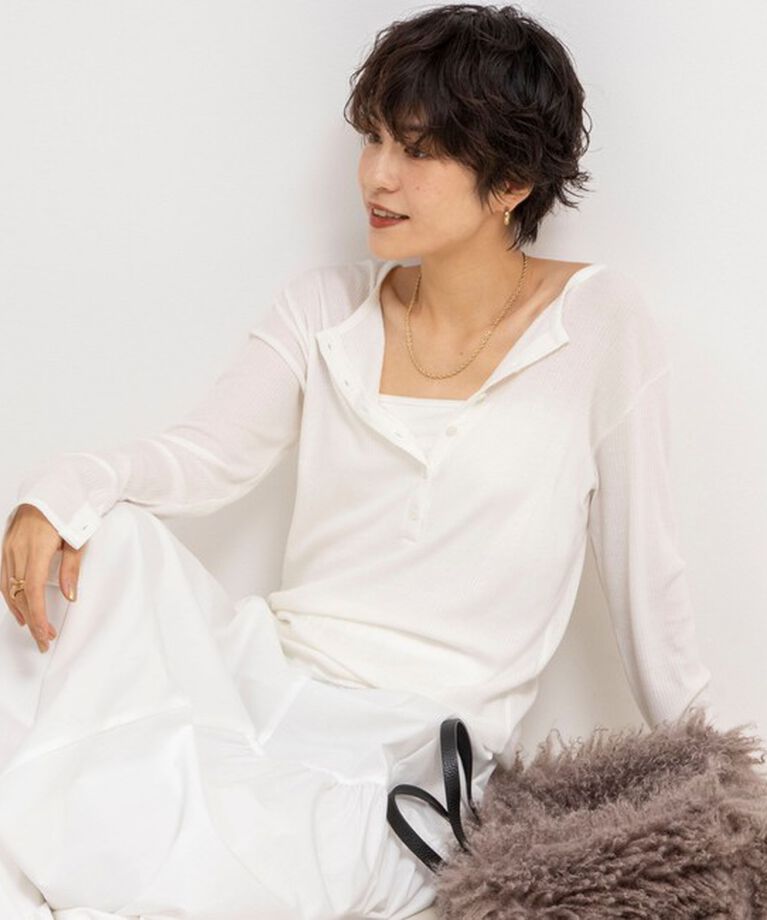 NOLLEY'S「カシミヤシルクヘンリー2WAYプルオーバーカットソー」|Tシャツ・カットソー|