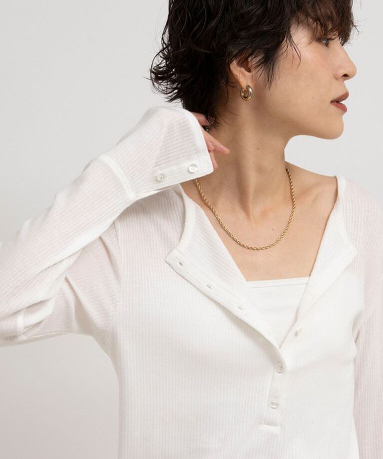 NOLLEY'S「カシミヤシルクヘンリー2WAYプルオーバーカットソー」|Tシャツ・カットソー|