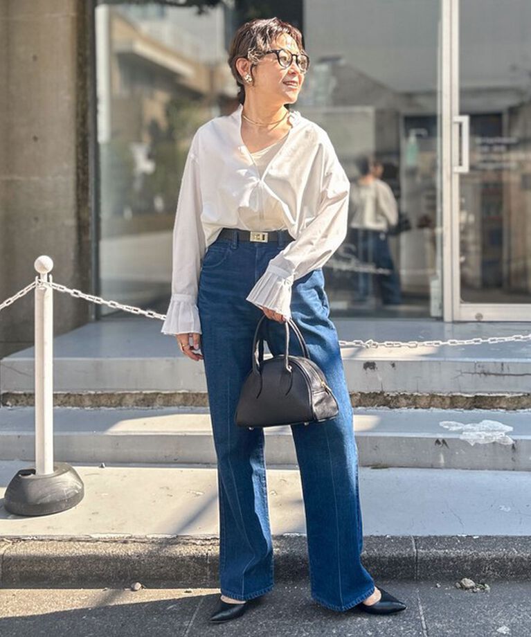 Rie Miller「【RM denim】センタープレスハイウエストデニム」|デニム|
