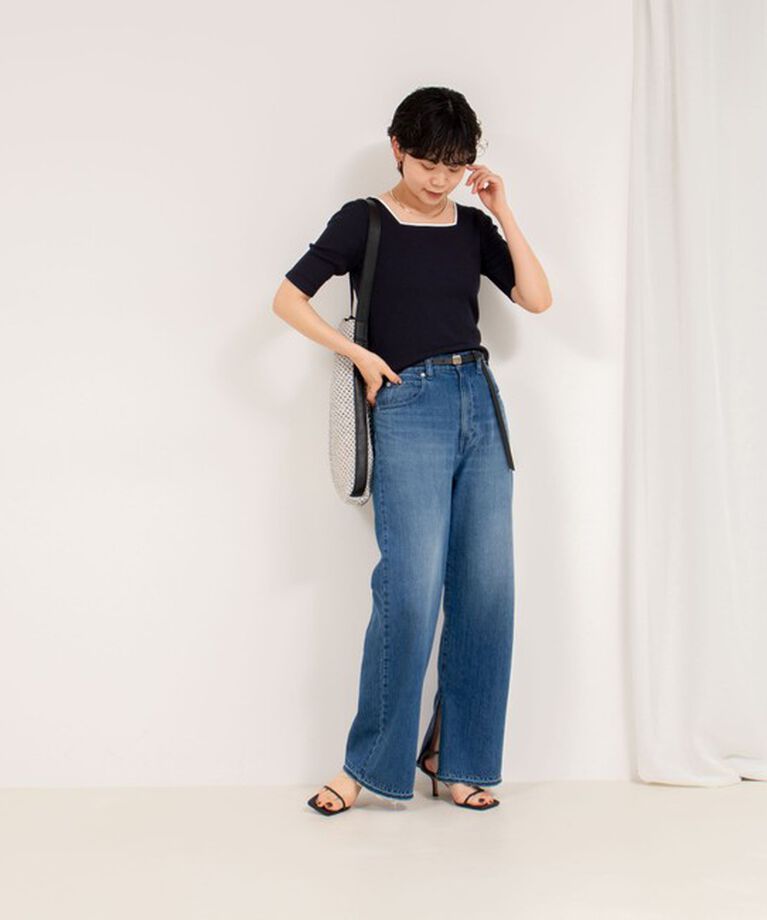 Rie Miller「【RM denim】スリットフレアハイウエストデニム」|デニム|