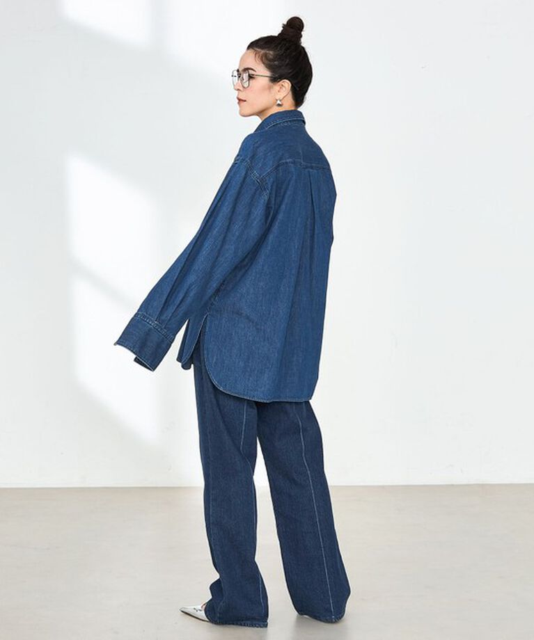 Rie Miller「【RM denim】刺繍入りビッグデニムシャツ」|シャツ・ブラウス|
