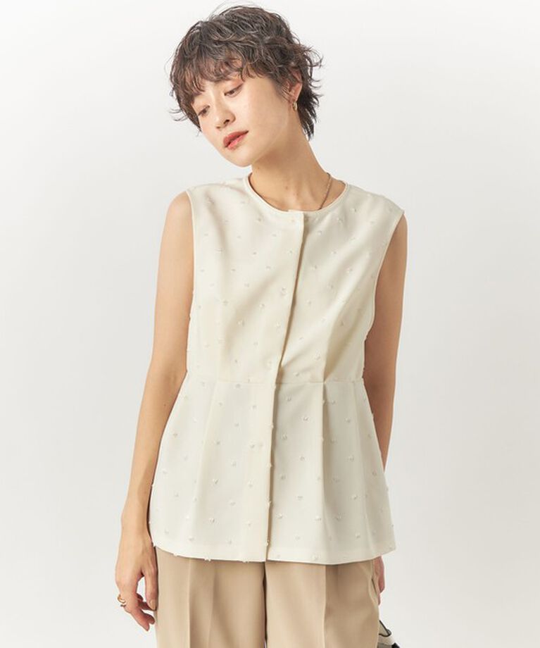 NOLLEY'S「《セットアップ対応》ウォッシャブルドットツッキリペプラムジレ」|ベスト・ジレ|