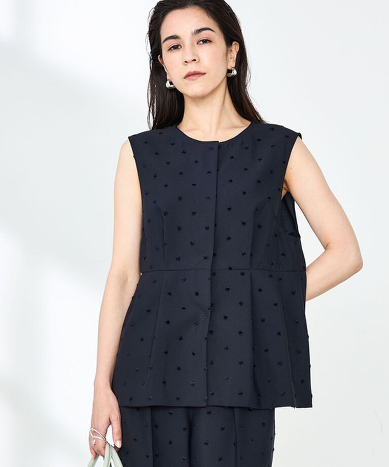 NOLLEY'S「《セットアップ対応》ウォッシャブルドットツッキリペプラムジレ」|ベスト・ジレ|