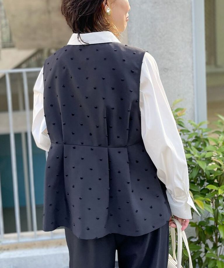 NOLLEY'S「《セットアップ対応》ウォッシャブルドットツッキリペプラムジレ」|ベスト・ジレ|