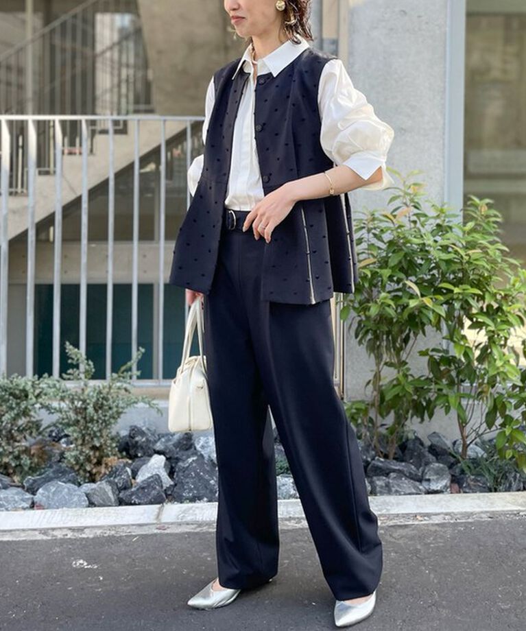 NOLLEY'S「《セットアップ対応》ウォッシャブルドットツッキリペプラムジレ」|ベスト・ジレ|