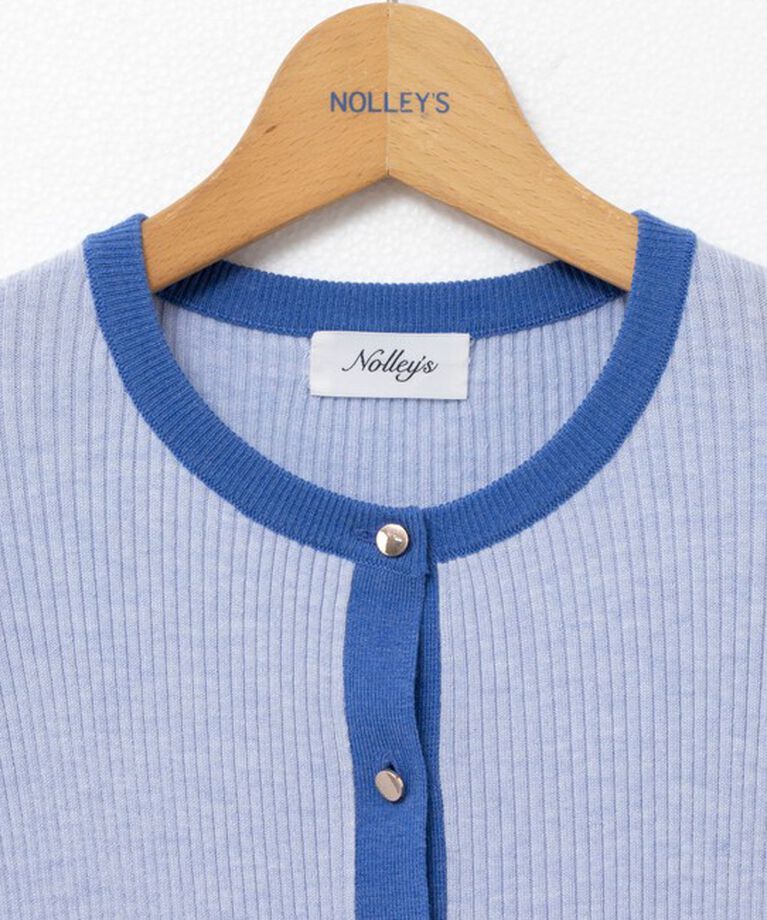 NOLLEY'S「《手洗い可能》ソフトワイドリブ配色ポケ付きカーディガン」|カーディガン|