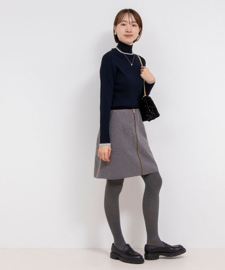 NOLLEY'S「《手洗い可能》ソフトワイドリブラメ配色タートルネックプルオーバーニット」|ニット・セーター|