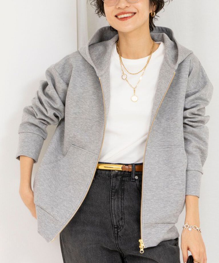 Rie Miller「ウォッシャブルOversized ZIPフーディー」|パーカー|ライトグレー