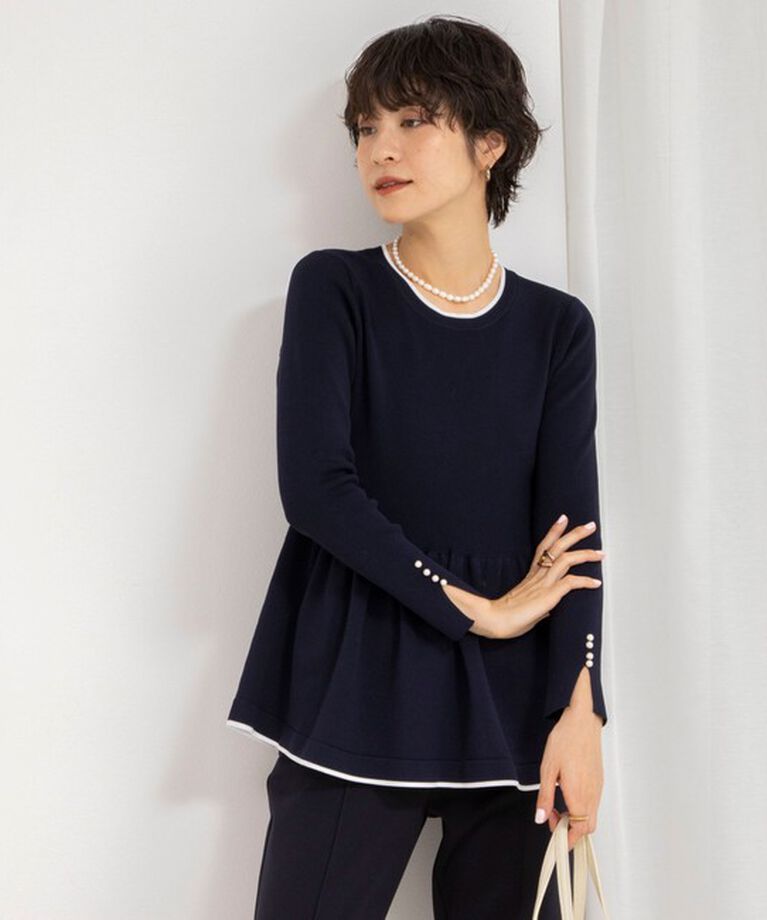 NOLLEY'S sophi「《手洗い可能》ポリペプラム配色プルオーバーニット」|ニット・セーター|