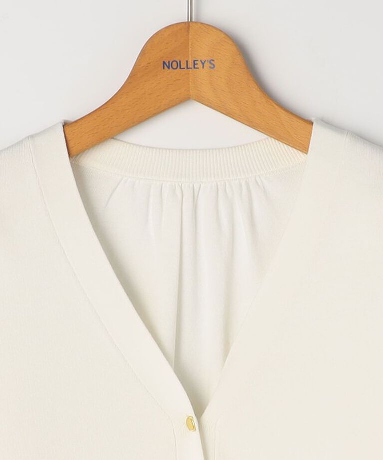 NOLLEY'S「《手洗い可能》袖フラワー刺繍生地Vネックカーディガン」|カーディガン|