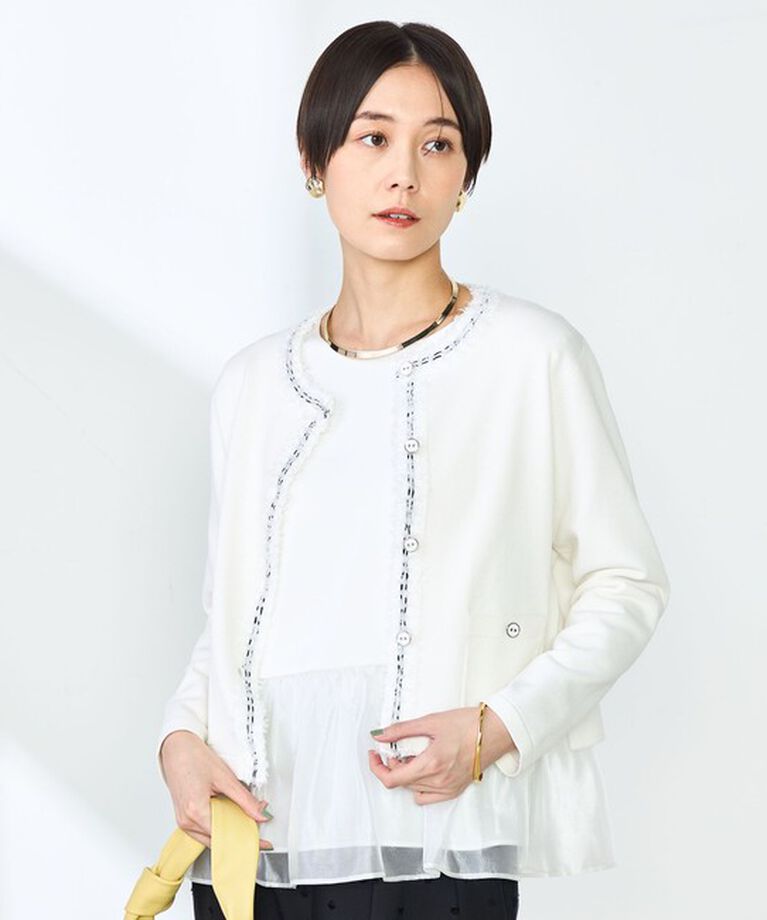 NOLLEY'S「《手洗い可能》フワシャギーステッチニットジャケット」|カーディガン|