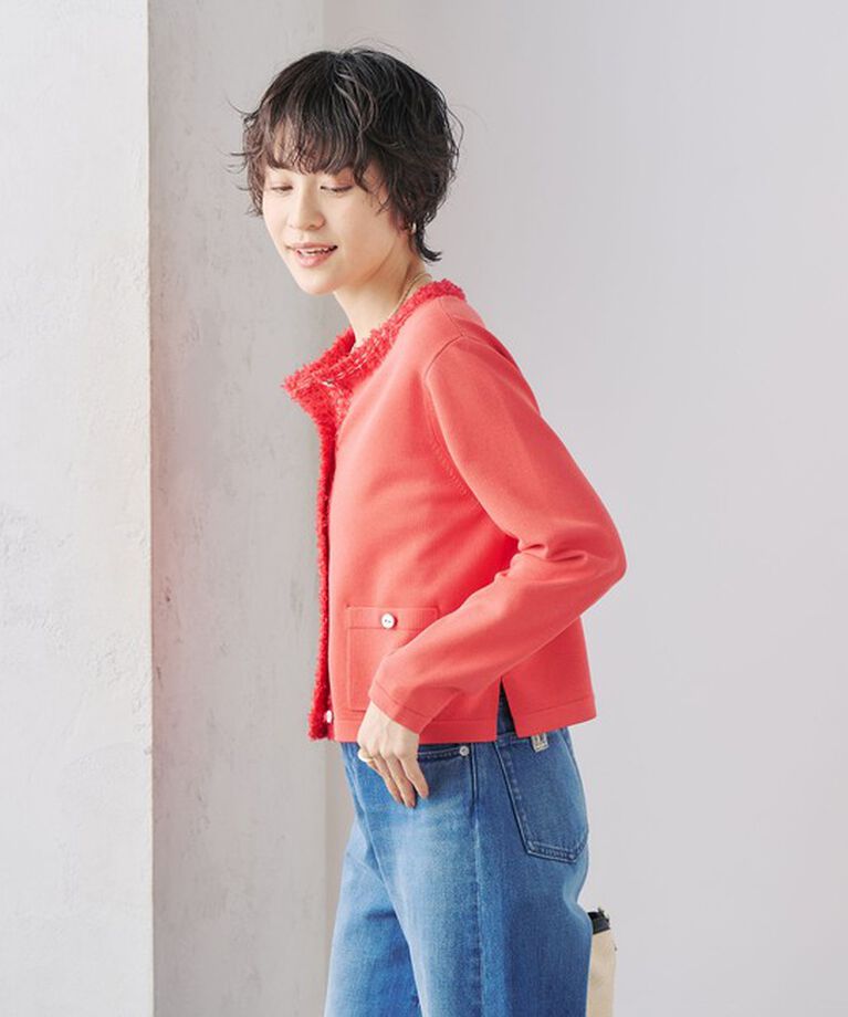 NOLLEY'S「《手洗い可能》フワシャギーステッチニットジャケット」|カーディガン|