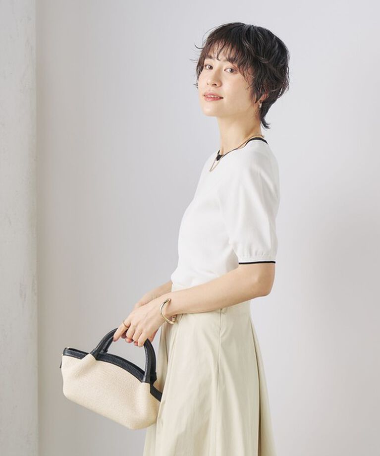 NOLLEY'S sophi「《アンサンブル対応》《手洗い可能》マルチファンクション総針ショートスリーブプルオーバーニット」|ニット・セーター|