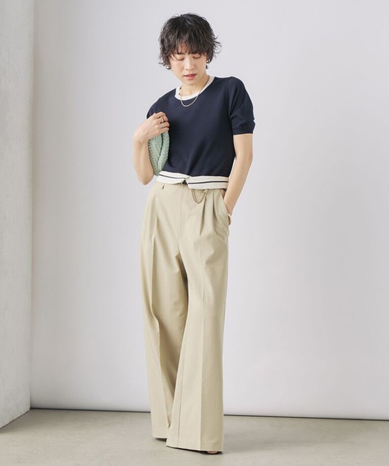 NOLLEY'S sophi「《アンサンブル対応》《手洗い可能》マルチファンクション総針ショートスリーブプルオーバーニット」|ニット・セーター|