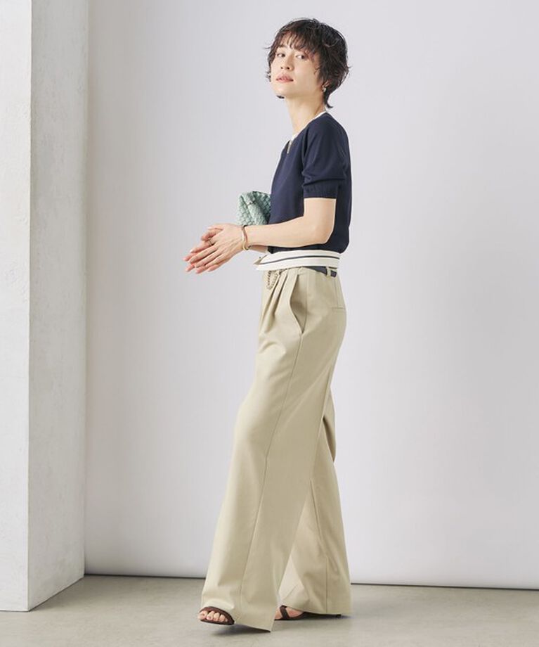 NOLLEY'S sophi「《アンサンブル対応》《手洗い可能》マルチファンクション総針ショートスリーブプルオーバーニット」|ニット・セーター|