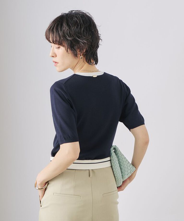 NOLLEY'S sophi「《アンサンブル対応》《手洗い可能》マルチファンクション総針ショートスリーブプルオーバーニット」|ニット・セーター|