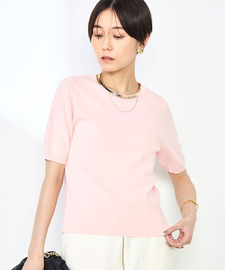 NOLLEY'S sophi「《アンサンブル対応》《手洗い可能》マルチファンクション総針ショートスリーブプルオーバーニット」|ニット・セーター|