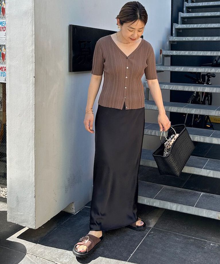 Rie Miller「《手洗い可能》ランダムテレコ2WAYカーディガン」|カーディガン|