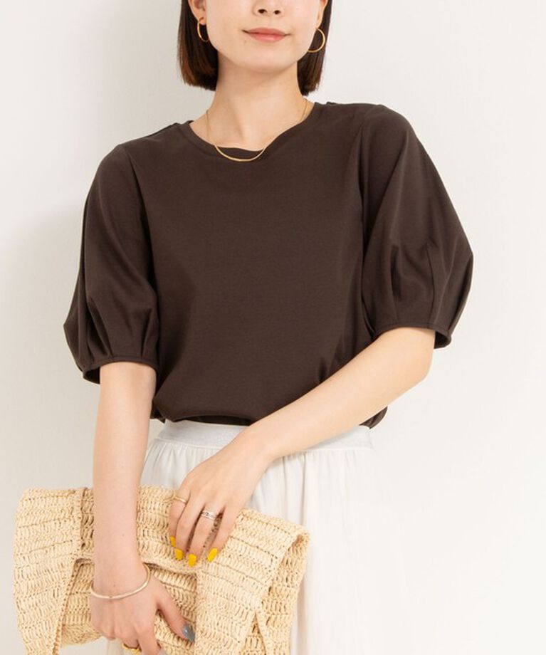 NOLLEY'S「高機能 LA＋スムース5分袖プルオーバーカットソー」|Tシャツ・カットソー|ダークブラウン