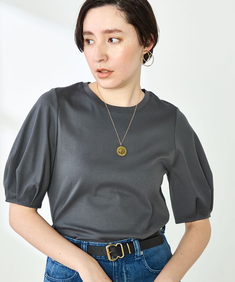 NOLLEY'S「高機能 LA＋スムース5分袖プルオーバーカットソー」|Tシャツ・カットソー|チャコールグレー