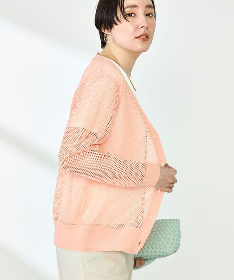 NOLLEY'S「《手洗い可能》メッシュ長袖Vネックカーディガン」|カーディガン|