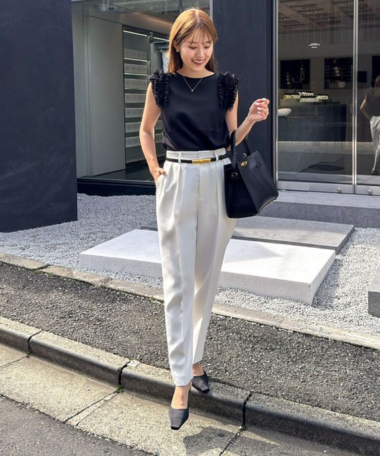 NOLLEY'S「【PR阿部☆別注】《手洗い可能》肩フリルノースリーブプルオーバーニット」|ニット・セーター|