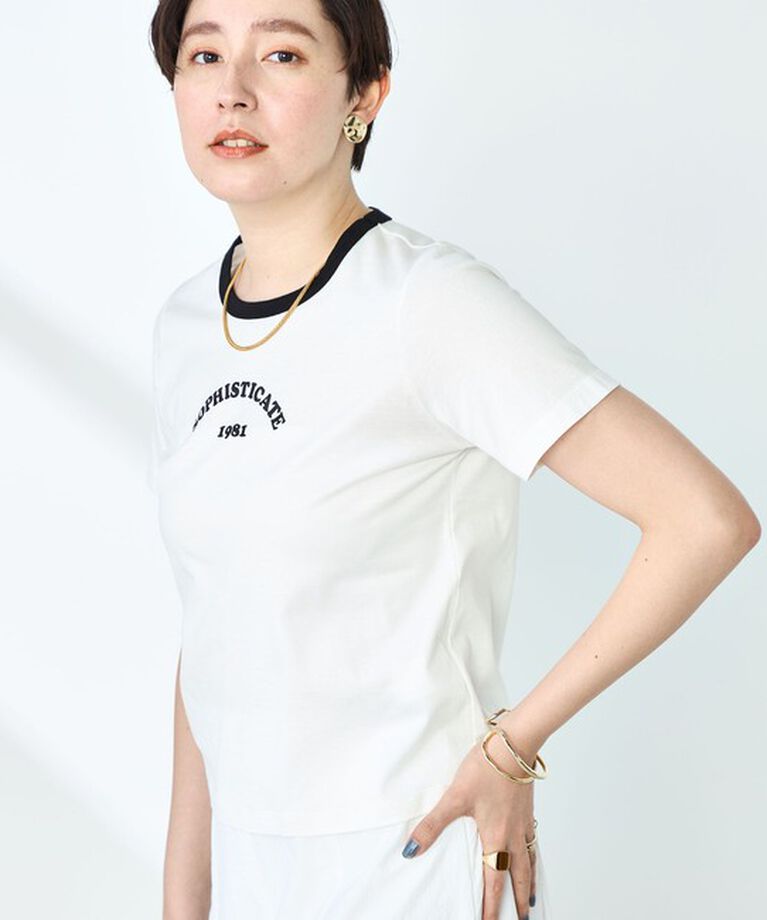 NOLLEY'S sophi「シルケット天竺衿配色ロゴTシャツ」|Tシャツ・カットソー|