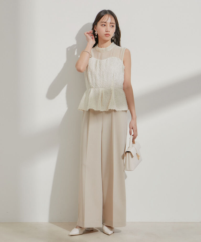 VIS「【VISDRESS】異素材切り替えビスチェ風サロペット」|オールインワン|