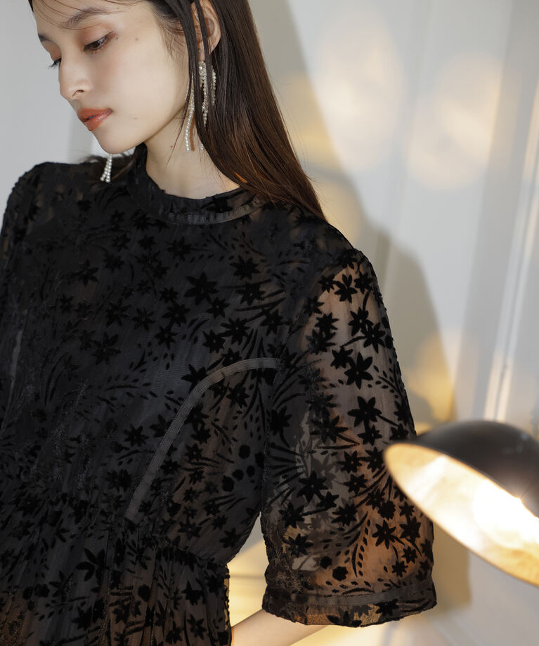 VIS「【VISDRESS】フロッキーワンピース【低身長向けサイズ有】」|ドレス|