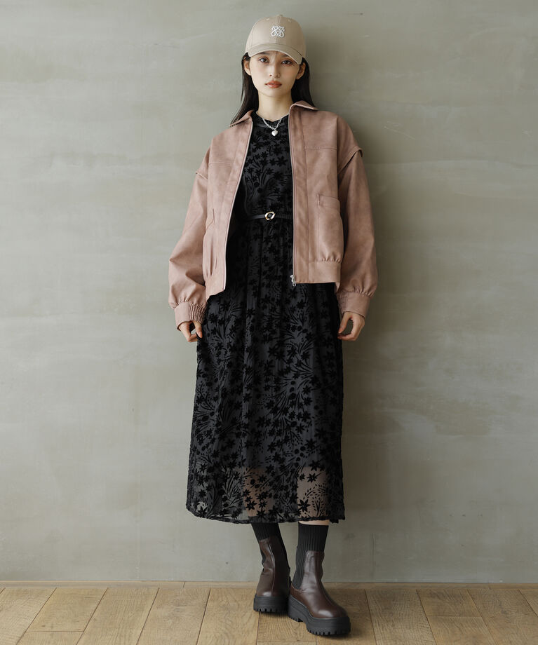 VIS「【VISDRESS】フロッキーワンピース【低身長向けサイズ有】」|ドレス|